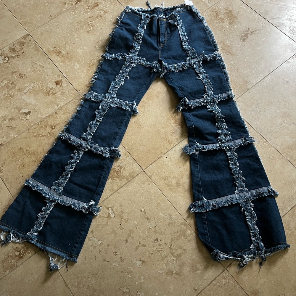 Stylish Frayed Patchwork Women Jeans